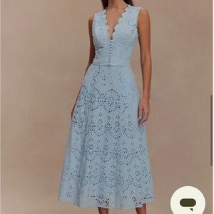 NWT Meshki Arla Broderie Set (Top and Midi Skirt) in Blue